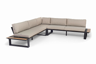 Диван модульный 4SIS Тулон, цвет "дуб", каркас черный муар, ткань бежевая, садовая мебель