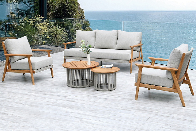 Лаунж зона 4SIS Копенгаген 5-местная, цвет светло-серый, каркас под дерево 