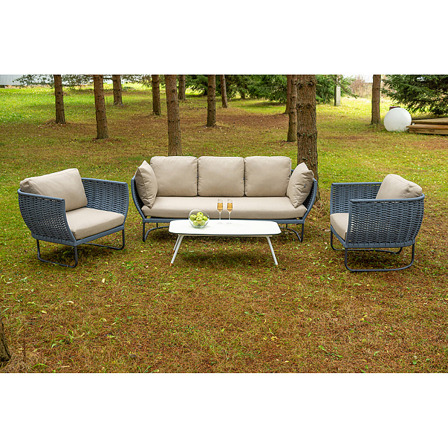 Лаунж-зона 4SIS Фиджи 5-местная, каркас темно-серый, роуп синий 