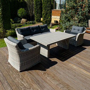 Лаунж зона Lite Venezia (3х-местный диван, стол, 2 кресла) Цвет: серый, садовая мебель