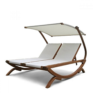 Шезлонг двухместный из дерева Lite Monte Carlo White с навесом для дачи Шезлонг двухместный из дерева Lite Monte Carlo White с навесом, садовая мебель