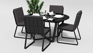 Обеденная зона Gardenini Primavera Карбон / Антрацит с стульями Voglie, садовая мебель