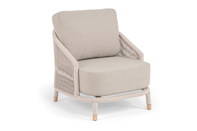 Кресло 4SIS Верона, каркас белый муар, роуп бежевый, ткань бежевая 