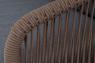 Диван 4SIS Канны 3-местный из роупа, основание дуб, роуп коричневый, ткань темно-серая, садовая мебель