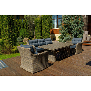 Лаунж зона Lite Venezia (3х-местный диван, стол, 2 кресла) Цвет: коричневый, садовая мебель