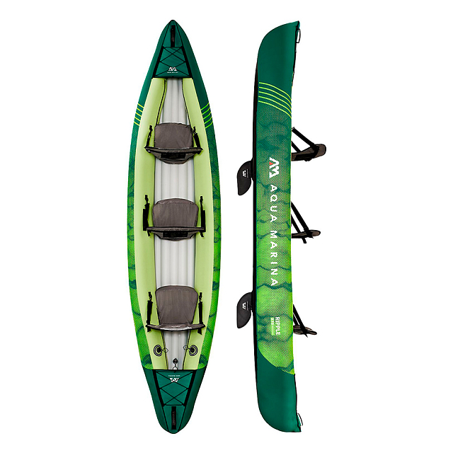 Каноэ надувное трехместное с веслами Aqua Marina Ripple-370 12'2" S22 для серфинга