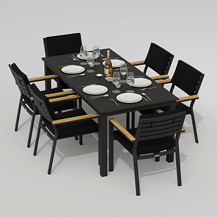 Обеденная группа Ideal Patio Dolla Bonta 180 Цвет: карбон, чёрный, садовая мебель