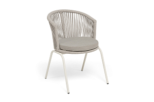 Стул 4SIS Люксембург, каркас RAL1013 муар, роуп бежевый, ткань бежевая, садовая мебель