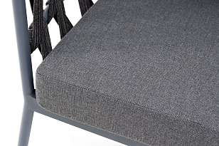 Кресло из роупа 4SIS Диего, каркас темно-серый муар, роуп темно-серый, ткань темно-серая 027, садовая мебель