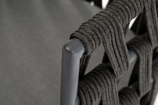 Стул 4SIS Диего из роупа, основание дуб, каркас темно-серый, роуп темно-серый, ткань темно-серая 