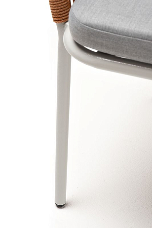 Стул 4SIS Марсель,каркас светло-серый муар, роуп оранжевый меланж, ткань светло-серая, садовая мебель