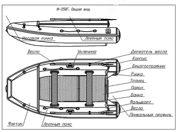 Лодка ПВХ Фрегат 350 F серая