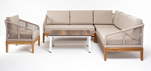 Лаунж-зона модульная угловая 4SIS Канны, основание дуб, цвет бежевый, садовая мебель