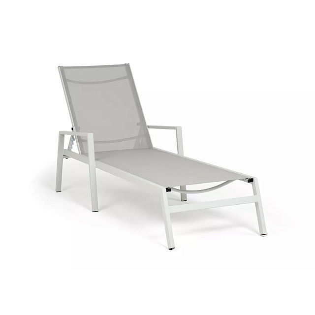 Шезлонг 4SIS Парма, цвет светло-серый (RAL7035), ткань светло-серая 