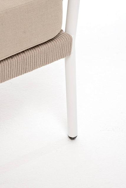 Диван 4SIS Диего 2-местный из роупа, каркас белый муар, роуп бежевый, ткань бежевая 035 