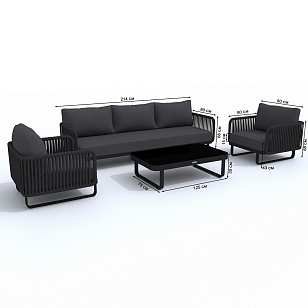 Лаунж зона Ideal Patio Bellisa с трехместным диваном Цвет: антрацит, карбон, садовая мебель