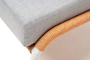 Кресло 4SIS Милан, каркас светло-серый муар, роуп оранжевый меланж, ткань светло-серая для дачи Кресло 4SIS Милан, каркас светло-серый муар, роуп оранжевый меланж, ткань светло-серая, садовая мебель