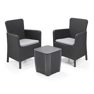 Комплект мебели Keter Trenton Balcony графит для дачи Комплект мебели Keter Trenton Balcony графит, садовая мебель