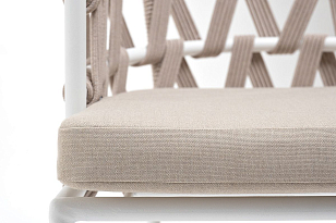 Стул 4SIS Диего из роупа, каркас белый муар, роуп бежевый, ткань бежевая 15052, садовая мебель