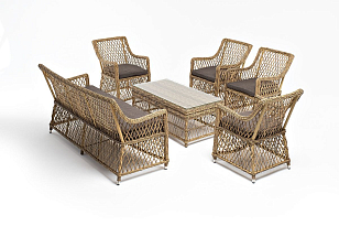 Лаунж-зона 4SIS Асти на 6 персон, цвет соломенный, садовая мебель