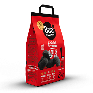 Угольные брикеты 800 DEGREES EXTRA LONG HEAT, 8 КГ для приготовления пищи Угольные брикеты 800 DEGREES EXTRA LONG HEAT, 8 КГ для сада