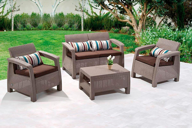 Лаунж зона Keter Corfu Set капучино 