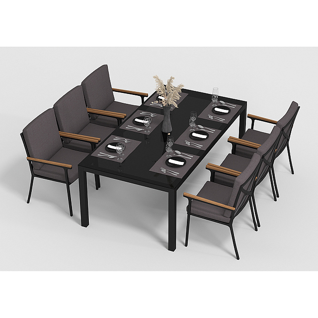 Обеденная зона Gardenini Calma 200 Карбон / Антрацит со стульями Calma S 