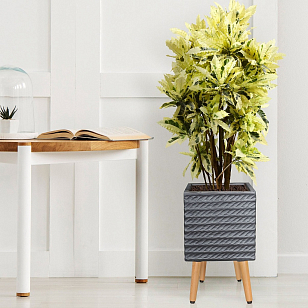 Кашпо Idealist Lite Таун Куб напольное с подставкой 25 Цвет: антрацит, уличное оборудование