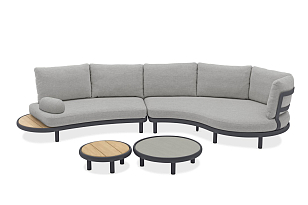 Лаунж зона (диван и парные столики) Brafritid Gotland антрацит/серый, алюминий, садовая мебель