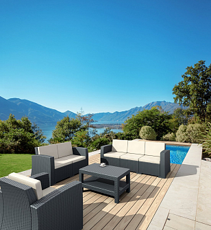 Диван плетеный с подушками Siesta Contract Monaco Lounge Цвет: антрацит, садовая мебель