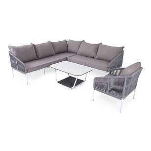 Лаунж-зона модульная угловая 4SIS Канны, цвет: светло-серый для дачи Лаунж-зона модульная угловая 4SIS Канны, цвет: светло-серый, садовая мебель