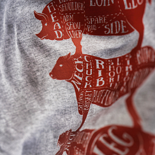 Одежда и аксессуары Футболка St.Tomato с двухсторонней печатью Butcher cuts scheme XL/XXL для BBQ