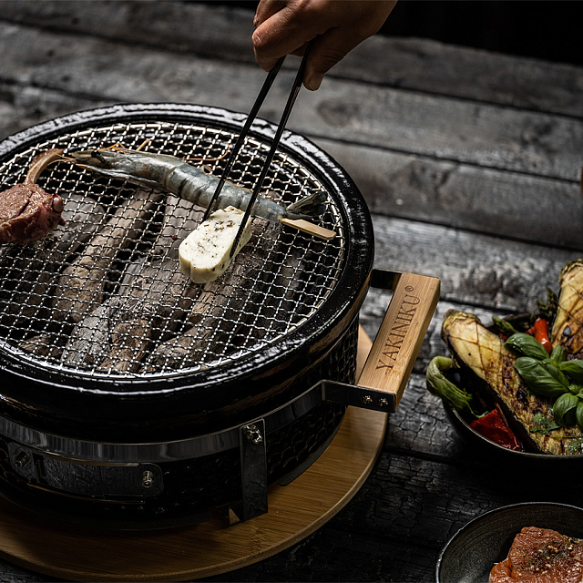 керамический круглый настольный гриль yakiniku shichirin