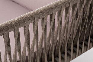 Правый модуль 4SIS Касабланка из роупа, каркас алюминий светло-серый муар, роуп серо-коричневый\, ткань бежевая 052, садовая мебель