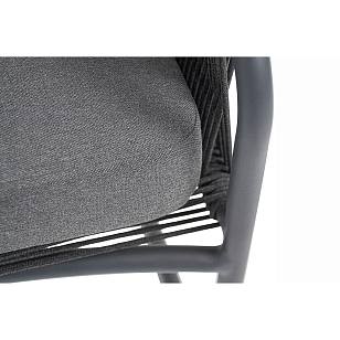 Кресло из роупа 4SIS Ането, каркас темно-серый муар, роуп темно-серый, ткань темно-серая 027, садовая мебель