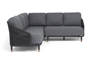 Диван модульный 4SIS Верона, каркас темно-серый муар, роуп темно-серый, ткань темно-серая, садовая мебель