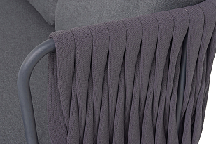 Кресло из роупа 4SIS Ронда, каркас темно-серый (RAL7024) муар, роуп серый 40 мм tex, ткань темно-серая 027, садовая мебель