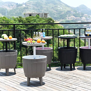 Стол мини-бар пластиковый Tagliamento Armona белый, тортора, садовая мебель