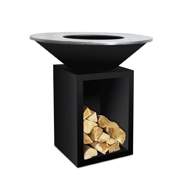 Дровяной гриль-очаг OFYR Classic 85-100 OCSB черный с поленницей