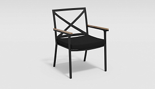 Обеденная зона Gardenini Calma Carbon 220 Черный со стульями Calma , садовая мебель