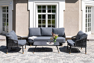 Лаунж-зона 4SIS Верона 5-местная, каркас темно-серый, роуп темно-серый для дачи Лаунж-зона 4SIS Верона 5-местная, каркас темно-серый, роуп темно-серый, садовая мебель