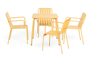 Обеденная группа на 4 персоны 4SIS Гелиос, цвет желтый, садовая мебель