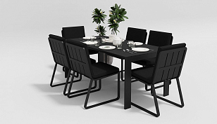 Стол Gardenini Malia Black 180 для дачи Стол Gardenini Malia Black 180, садовая мебель