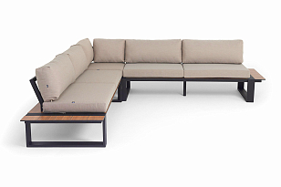Диван модульный 4SIS Тулон, цвет "дуб", каркас черный муар, ткань бежевая, садовая мебель