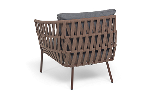 Кресло из роупа 4SIS Диего, каркас коричневый, роуп коричневый, ткань темно-серая, садовая мебель