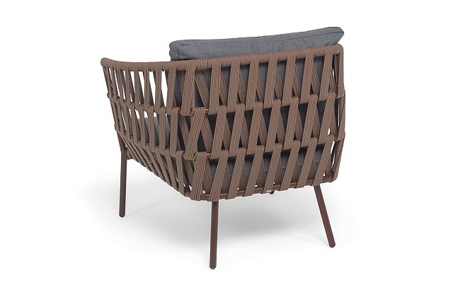 Кресло из роупа 4SIS Диего, каркас коричневый, роуп коричневый, ткань темно-серая 