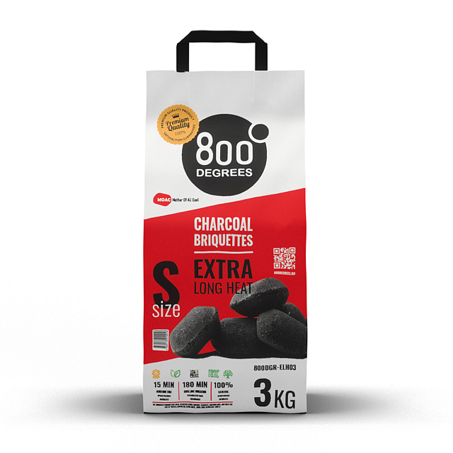Угольные брикеты 800 DEGREES EXTRA LONG HEAT, 3 КГ