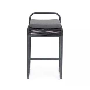 Стул барный из роупа 4SIS Ането, каркас темно-серый муар, роуп темно-серый, ткань темно-серая 027 для дачи Стул барный из роупа 4SIS Ането, каркас темно-серый муар, роуп темно-серый, ткань темно-серая 027, садовая мебель