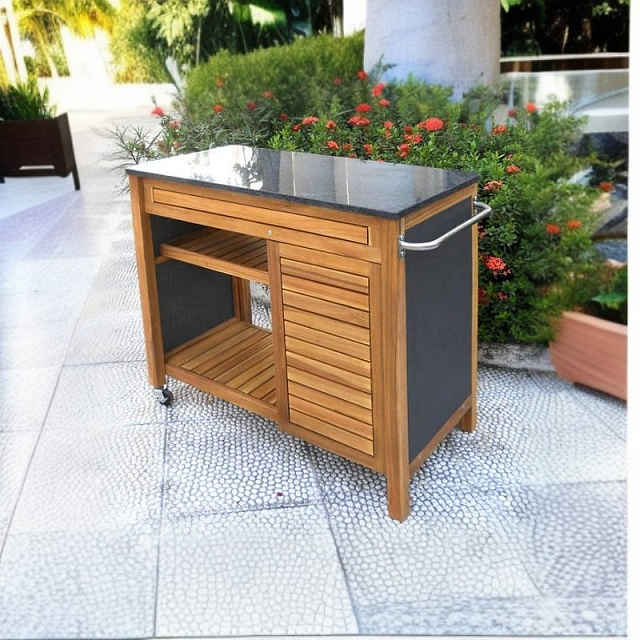 Столик для барбекю из акации Lite Kitchen natur 