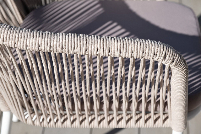 Стул 4SIS Марсель, каркас белый муар, роуп бежевый, ткань бежевая 052 